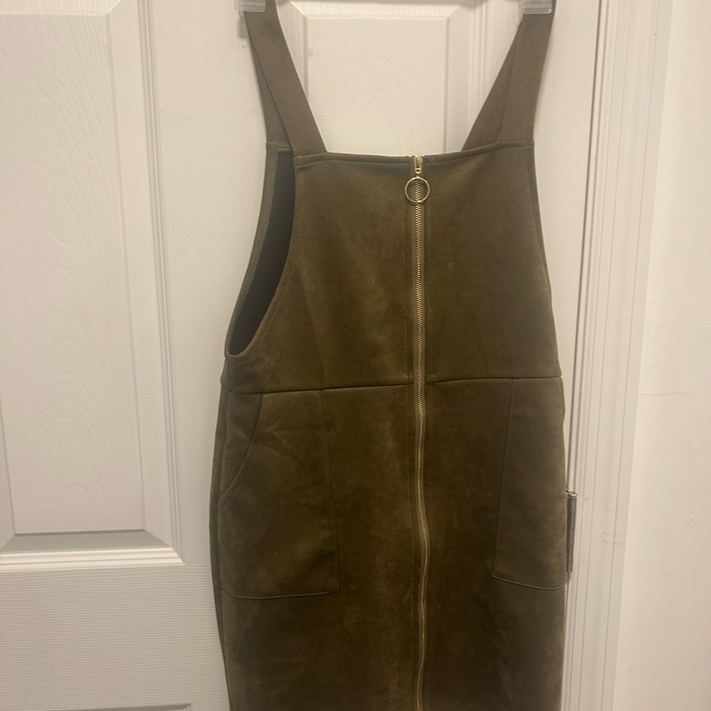 Olive Green Faux Suede Dress NWT - Picture 2 of 3